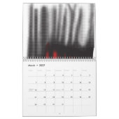 Een rood grafisch ontwerp met gedurfde geometrisch kalender (Mar 2027)