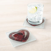 Een rood hart glas Onderzetter Glazen Onderzetter (Schuin)