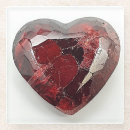 Een rood hart glas Onderzetter Glazen Onderzetter