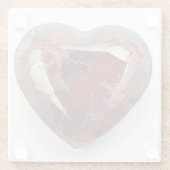 Een rood hart glas Onderzetter Glazen Onderzetter (Achterkant)