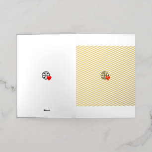 Een rood hartsymbool gemaakt met vloeiende, gedurf folie wenskaart