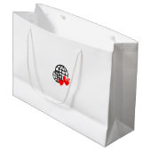 Een rood hartsymbool gemaakt met vloeiende, gedurf groot cadeauzakje (Voorkant Gekanteld)