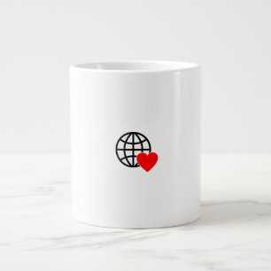 Een rood hartsymbool gemaakt met vloeiende, gedurf grote koffiekop