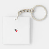 Een rood hartsymbool gemaakt met vloeiende, gedurf sleutelhanger (Achterkant)