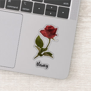 Eén rood knockout-Roos en stem-Florentijnse fotogr Sticker