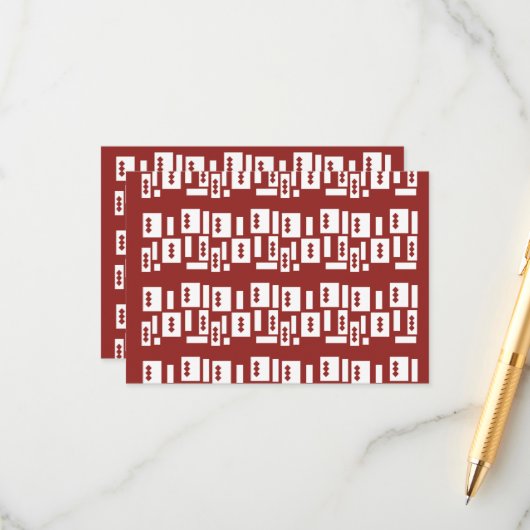 Een rood tapijt met een getextureerd patroon is ve informatiekaartje (Voorkant / Achterkant in situ)