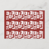 Een rood tapijt met een getextureerd patroon is ve informatiekaartje (Achterkant)