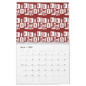 Een rood tapijt met een getextureerd patroon is ve kalender (Mar 2027)