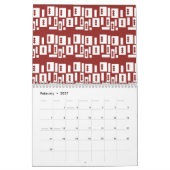 Een rood tapijt met een getextureerd patroon is ve kalender (Feb 2027)