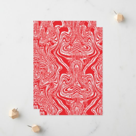 Een rood-wit afbeelding van een patroon op een wit aankondiging (Voorkant / Achterkant in situ)