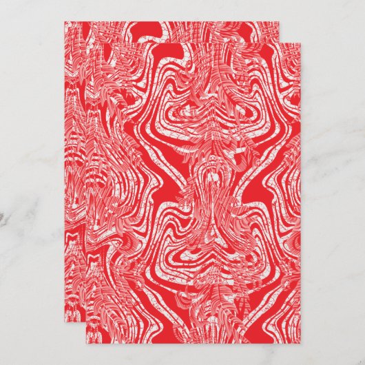 Een rood-wit afbeelding van een patroon op een wit feestdagenkaart (Voorkant / Achterkant)