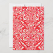 Een rood-wit afbeelding van een patroon op een wit feestdagenkaart (Achterkant)