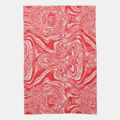 Een rood-wit afbeelding van een patroon op een wit theedoek (Verticaal)