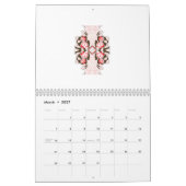 Een rood-wit bloemontwerp op een witte achtergrond kalender (Mar 2027)