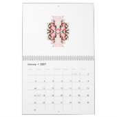 Een rood-wit bloemontwerp op een witte achtergrond kalender (Jan 2027)