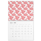 Een rood-wit bloempatroon op een witte achtergrond kalender (Mar 2026)