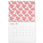 Een rood-wit bloempatroon op een witte achtergrond kalender (Feb 2026)