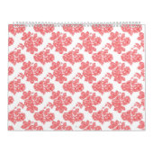 Een rood-wit bloempatroon op een witte achtergrond kalender (Hoes)