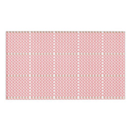 Een rood-wit bloempatroon op een witte achtergrond naambadge