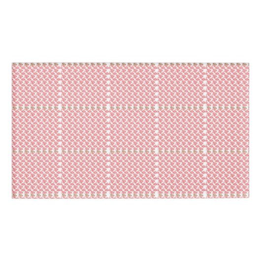 Een rood-wit bloempatroon op een witte achtergrond naambadge (Voorkant)