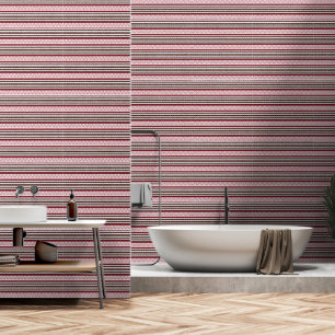 Een rood-wit gestreept patroon behang