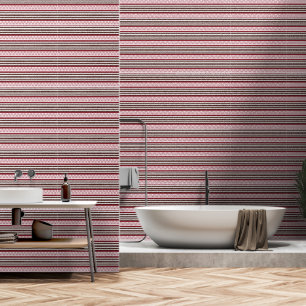 Een rood-wit gestreept patroon behang