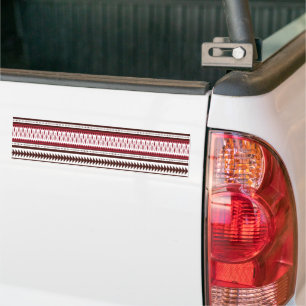 Een rood-wit gestreept patroon bumpersticker
