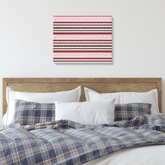 Een rood-wit gestreept patroon canvas afdruk (Insitu (Slaapkamer))