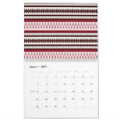 Een rood-wit gestreept patroon kalender (Mar 2027)