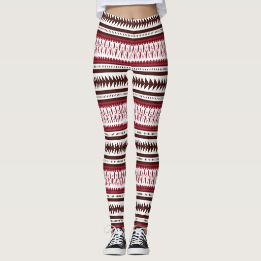 Een rood-wit gestreept patroon leggings (Voorkant)