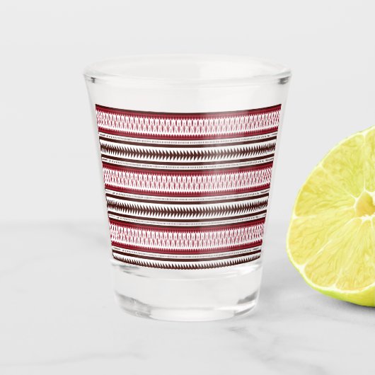 Een rood-wit gestreept patroon shot glas (Voorkant)