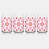 Een rood-wit patroon met een bloem erop blikvorm glas (Achterkant)