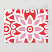 Een rood-wit patroon met een bloem erop briefkaart (Voorkant)