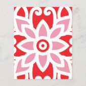 Een rood-wit patroon met een bloem erop flyer (Achterkant)