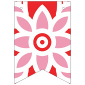 Een rood-wit patroon met een bloem erop vlaggetjes (Eerste vlag)