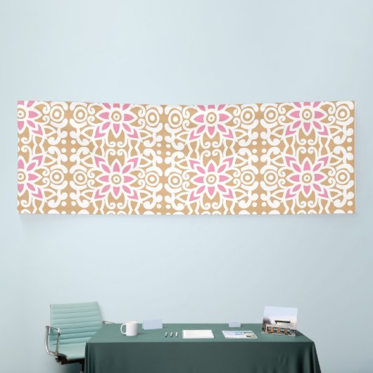 Een rood-wit patroonbeeld met een diamant spandoek (Beurs)