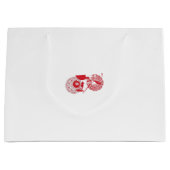 Een rood-witte tekening van een bloem groot cadeauzakje (Voorkant)