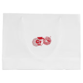 Een rood-witte tekening van een bloem groot cadeauzakje (Achterkant)