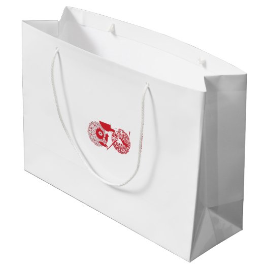 Een rood-witte tekening van een bloem groot cadeauzakje (Achterkant Gekanteld)
