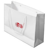 Een rood-witte tekening van een bloem groot cadeauzakje (Voorkant Gekanteld)