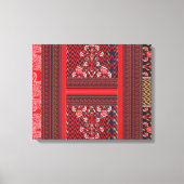 Een rood-zwart schilderij met een rood hart erop canvas afdruk (Voorkant)