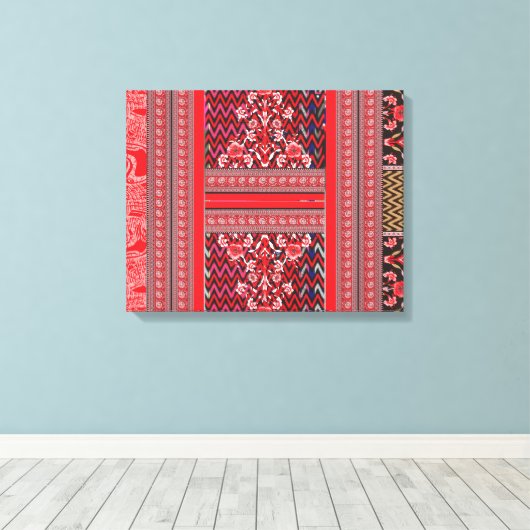 Een rood-zwart schilderij met een rood hart erop canvas afdruk (Insitu (Houten vloer))