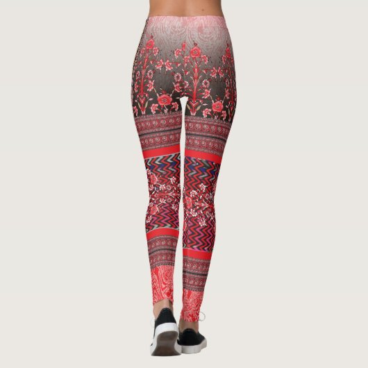 Een rood-zwart schilderij met een rood hart erop leggings (Achterkant)