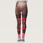 Een rood-zwart schilderij met een rood hart erop leggings (Voorkant)
