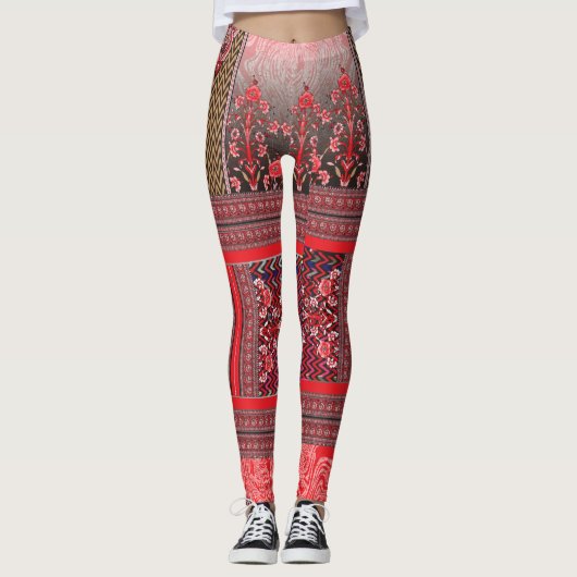 Een rood-zwart schilderij met een rood hart erop leggings (Voorkant)