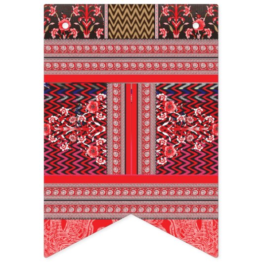 Een rood-zwart schilderij met een rood hart erop vlaggetjes (Eerste vlag)