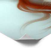 Een roodharige vrouw die een kat in de wolken houd poster (Hoek)