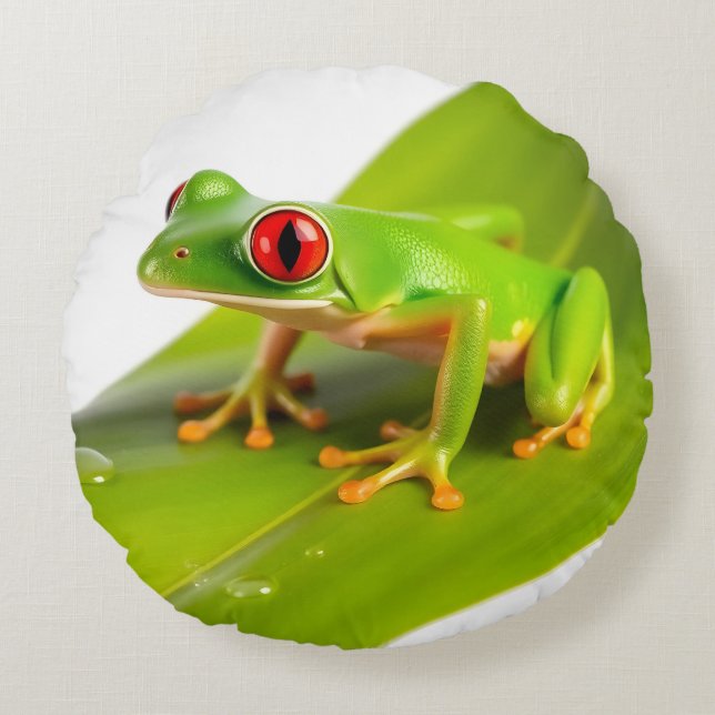 Een Roodogige Boomkikker Rond Kussen (Voorkant)