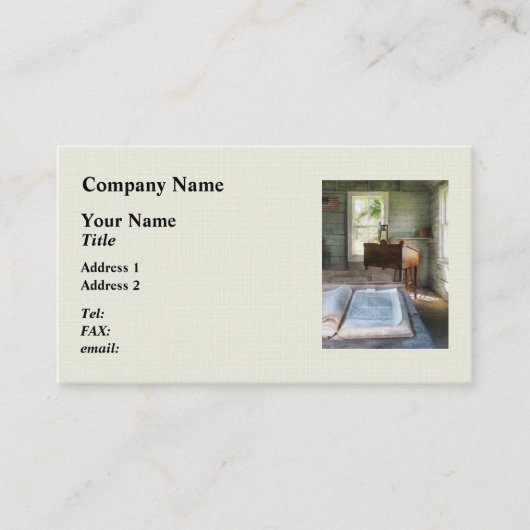 Eén Room Schoolhouse met Boek Visitekaartje (Voorkant)