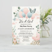 Een Roos Boho Gold Mom Chic Spring Baby Girl Showe Kaart (Staand voorkant)